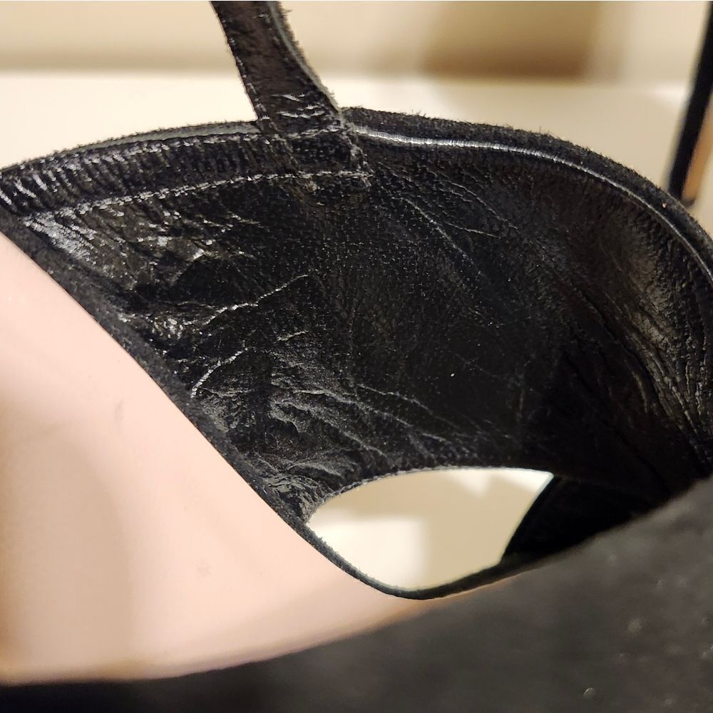 Kate Spade Black Suede Criss Cross Straps Slingback Heeled Sandals Sz.8 Ret.$195 - Picture 7 of 9